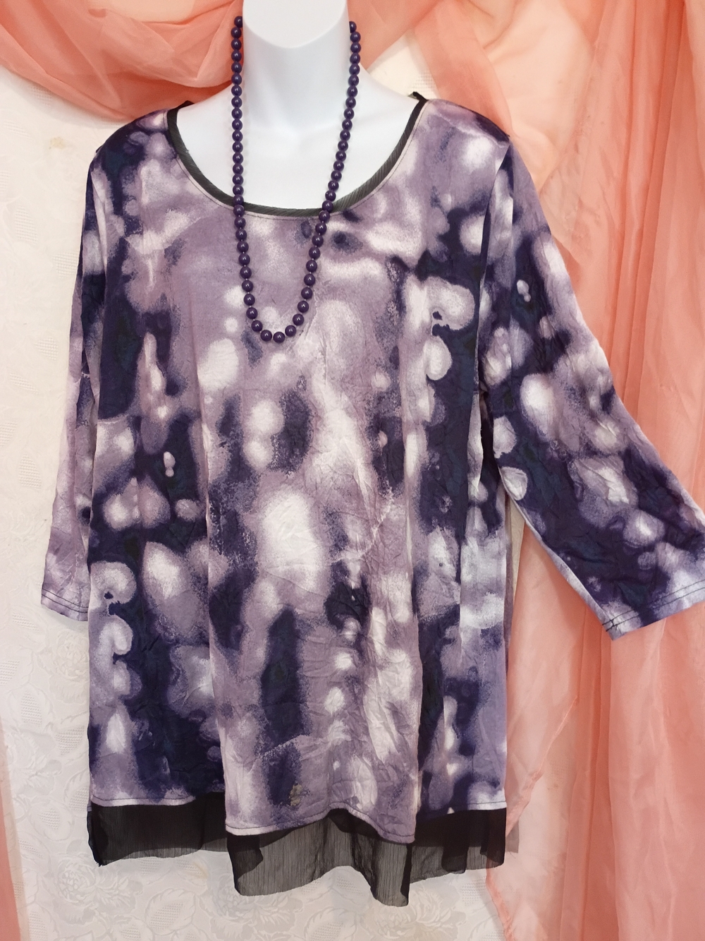 Simply Vera Vera Wang Purple Tie-Dye Layered Tunic Top